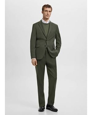 Mango Milan Slim-Fit Suit Trousers - Green