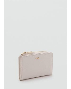 Mango Small Wallet With Saffiano Effect - Natural