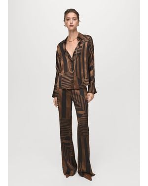 Mango Striped Satin Blouse - Natural