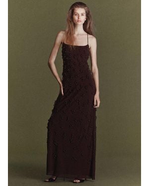 Mango Long Dress With Embroidered Spheres - Green