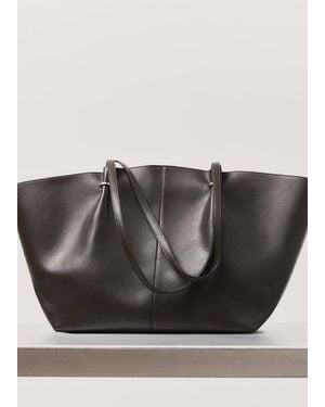 Mango Shopper Bag With Metallic Details - Grey