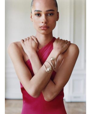 Mango Bracciale Maxi Modello Sfere Argento - Rosso