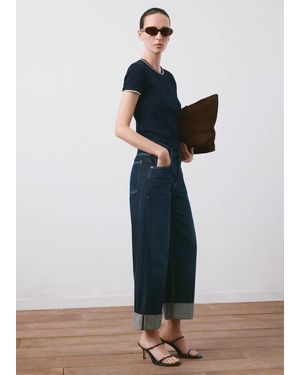 Mango Contrast Trim T-Shirt - Blue