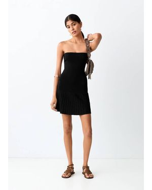 MANGO TEEN Strapless Dress With Ruffles - Black