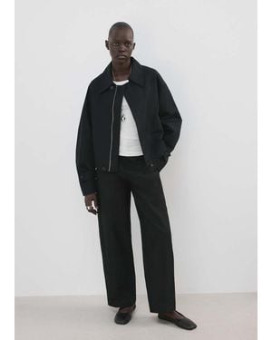 Mango Barrel Cotton Trousers - Black