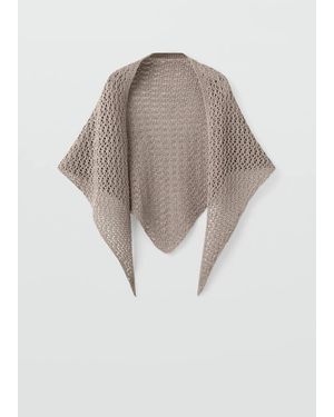 Mango Openwork Knit Shawl - Brown
