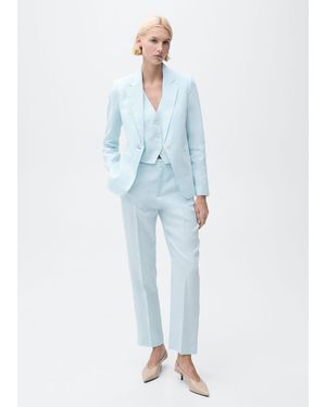 Mango Linen Suit Waistcoat - Blue