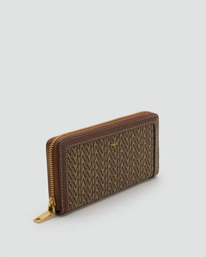 Mango Large Jacquard Wallet With Logo - Brown