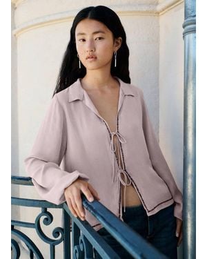 MANGO TEEN Beaded Chiffon Shirt - Pink