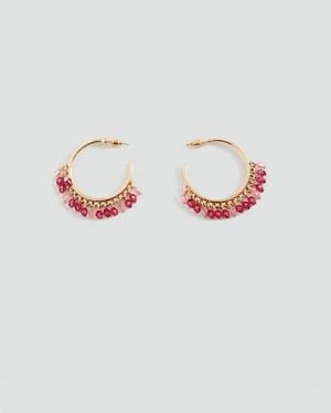 MANGO TEEN Crystal Hoop Earrings - Metallic