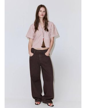 Mango Striped Cotton Linen Shirt Sky - Multicolour