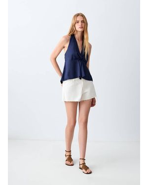 MANGO TEEN Halter Top With Open Back - Blue