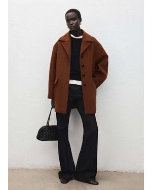 Mango Wool-Blend Coat With Button Fastening - Brown