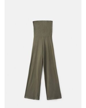 Mango Pantaloni Diritti Vita Elasticizzata Kaki - Verde