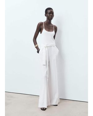 Mango Combined Belt Jumpsuit - White