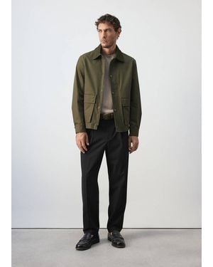 Mango Water-Repellent Jacket With Pockets - Green