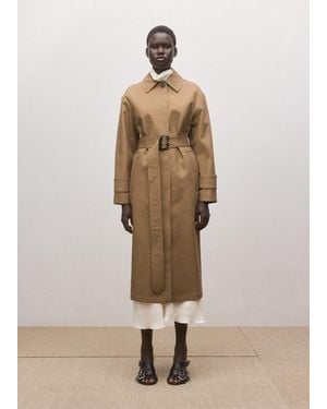 Mango Trench Coton Ceinture Marron Moyen - Neutre