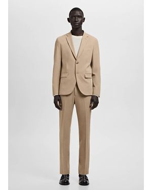 Mango Stretch Fabric Super Slim-Fit Suit Pants - Natural