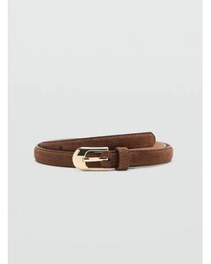 Mango 100% Bovine Leather Belt - Brown
