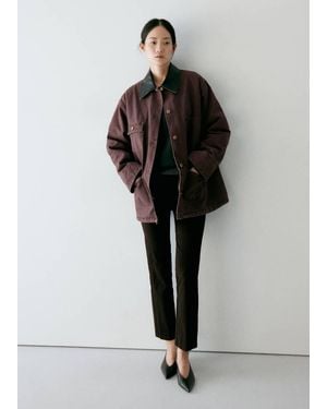Mango Parka With Contrasting Collar - Black