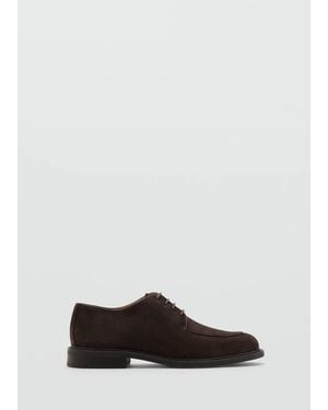 Mango Split Leather Suit Shoes - Black