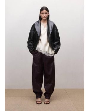 Mango Asymmetric Satin Lace Top - Multicolor