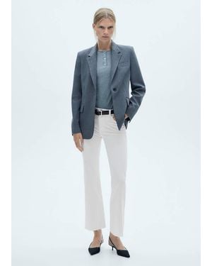 Mango Sienna Flared Cropped Jeans - Blue