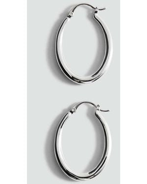 Mango Oval Hoop Earrings - White
