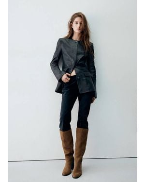 Mango Stiefel Aus Veloursleder Mit Absatz Tobacco-Braun