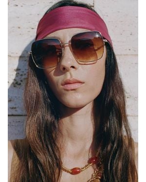 Mango Square Metallic Frame Sunglasses