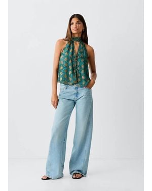 MANGO TEEN Printed Halter Top - Blue