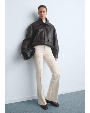 Mango Mid-Rise Flared Jeans - Natural
