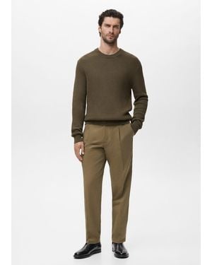 Mango Fine Rib-Knit Cotton Jumper - Green
