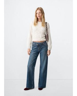 MANGO TEEN Contrast Texture Blouse - White