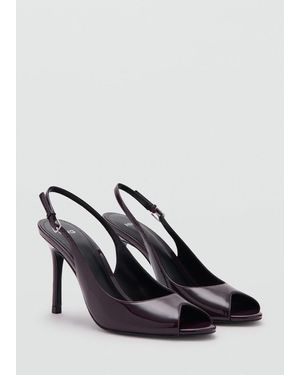 Mango Chaussures À Talons Vernies Bout Ouvert Bordeaux - Rouge