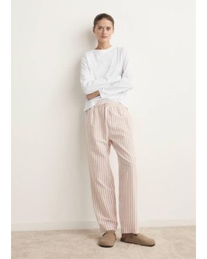 Mango Two-Piece Cotton Striped Pyjamas - Natural