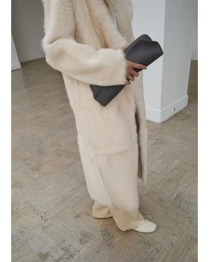 Mango 100% Leather Clutch - Grey