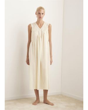 Mango Cotton Lace Nightdress With Drawstring - Natural