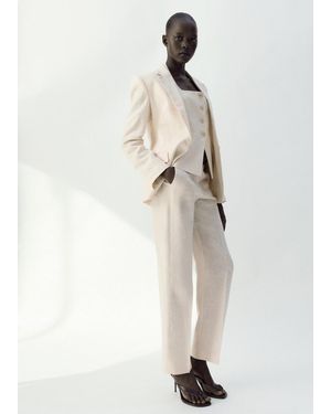 Mango Linen Suit Waistcoat - White