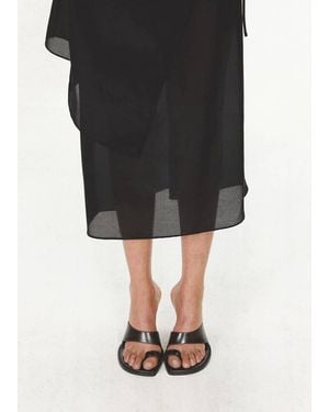 Mango Leather Block-Heel Sandals - Black