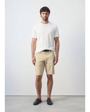 Mango Bermuda Slim-Fit Chino Cotone - Bianco