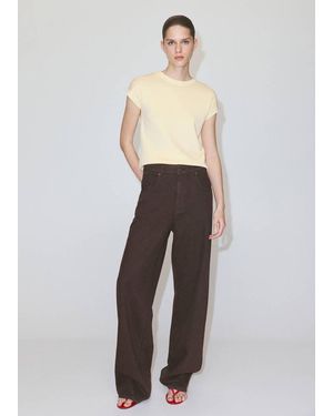 Mango Short-Sleeve Knitted T-Shirt - White
