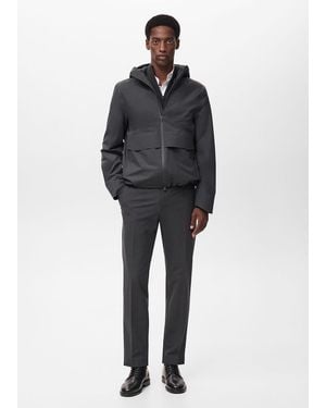 Mango Water-Repellent Hooded Jacket - Black