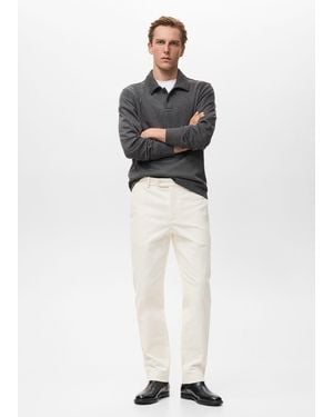 Mango Regular Fit Corduroy Cotton Pants - Blue