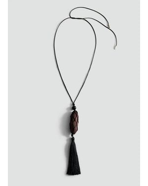 Mango Fringed Bead Necklace - Brown