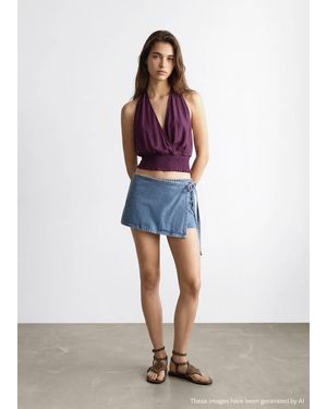 MANGO TEEN Draped Halter Top - Purple