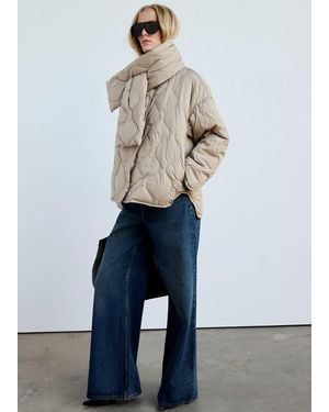 Mango Padded Anorak With Removable Scarf - Natural