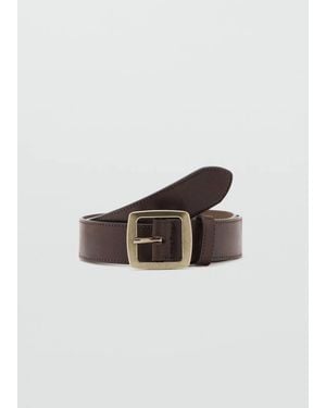 Mango Square Buckle Belt - Grey