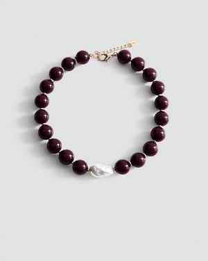 Mango Necklace With Pearl Detail - Blue