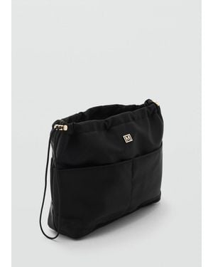 Mango Nylon Toiletry Bag With Pockets - Black